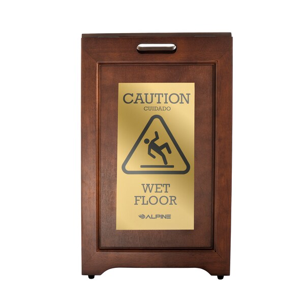 2-Sided Brass Plated Wet Floor Sign